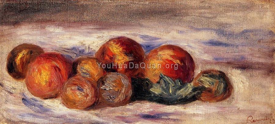 Still Life with Peaches - 皮埃尔·奥古斯特·雷诺阿